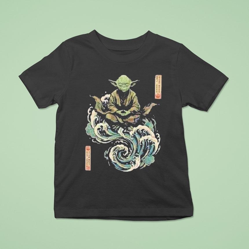 Star Wars Day 2026 May 4 Master Yoda Meditation Japanese Ukiyo-e Ocean Wave Shirt