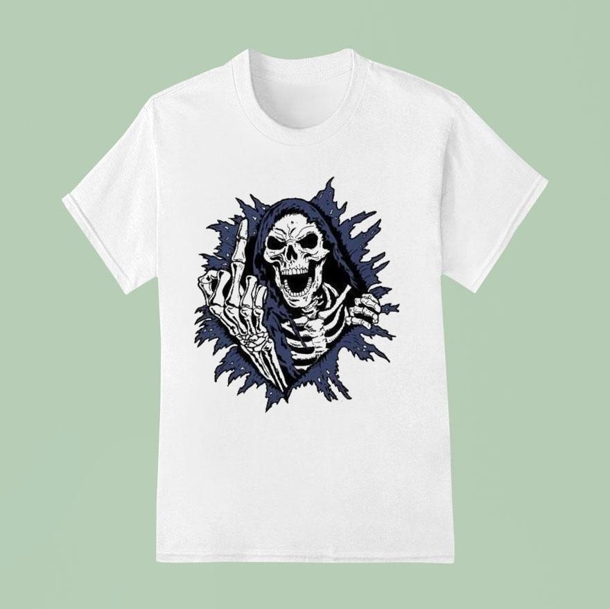 Worry Club Bone Daddy Skeleton Middle Finger Shirt