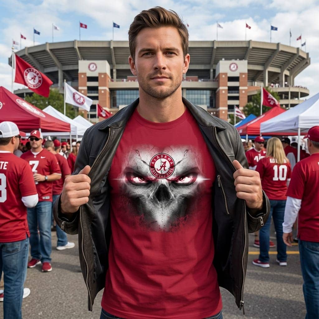 Alabama Crimson Tide Skulls Of Fantasy Logo T Shirts