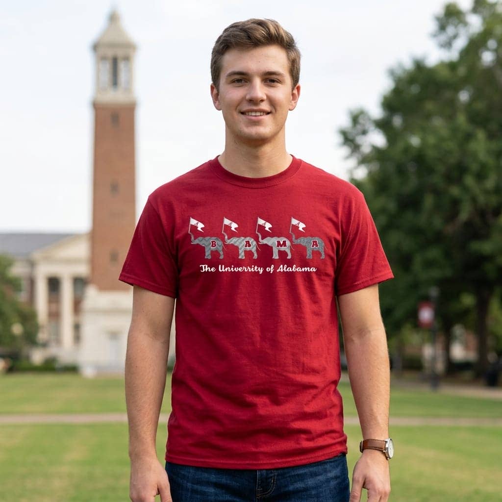 Four Elephant Flags Alabama Crimson Tide T Shirts