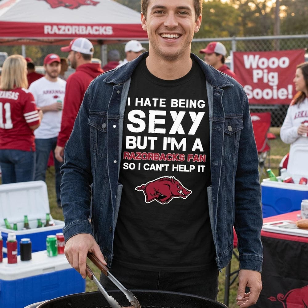 I Hate Being Sexy But I’m Fan So I Can’t Help It Arkansas Razorbacks Cardinal T Shirts