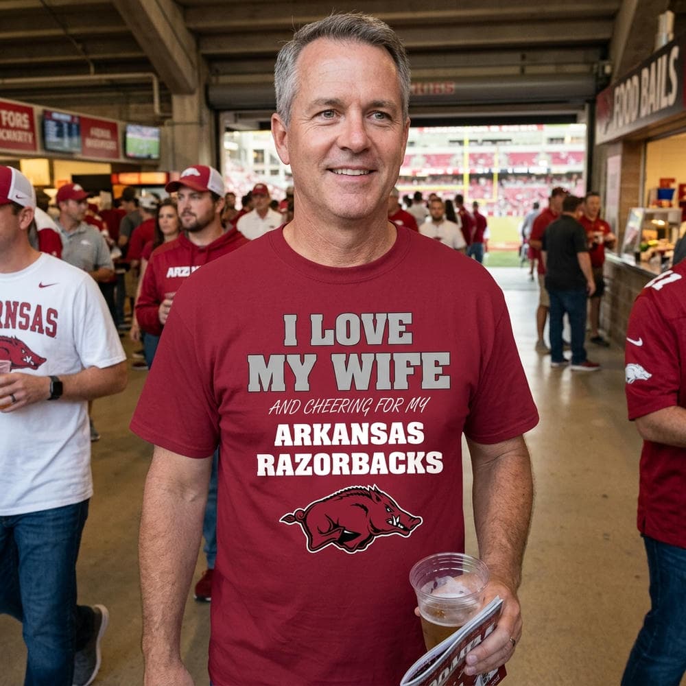 I Love My Wife And Cheering For My Arkansas Razorbacks T Shirts