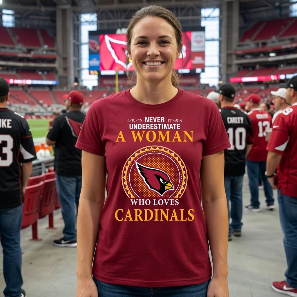 Never Underestimate A Woman Who Loves Arizona Cardinals Sweaters