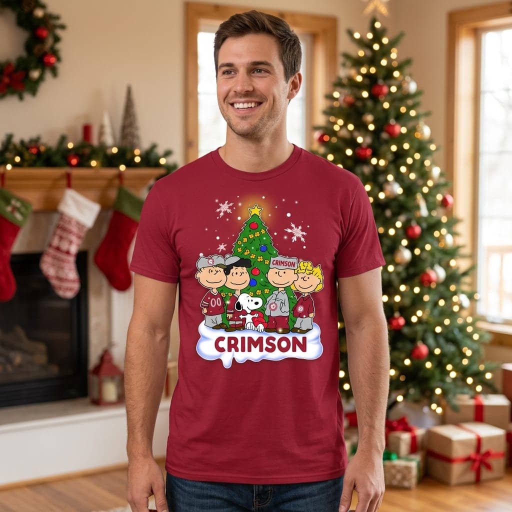 Snoopy The Peanuts Alabama Crimson Tide Christmas T Shirts