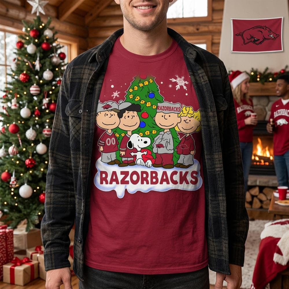 Snoopy The Peanuts Arkansas Razorbacks Christmas T Shirts