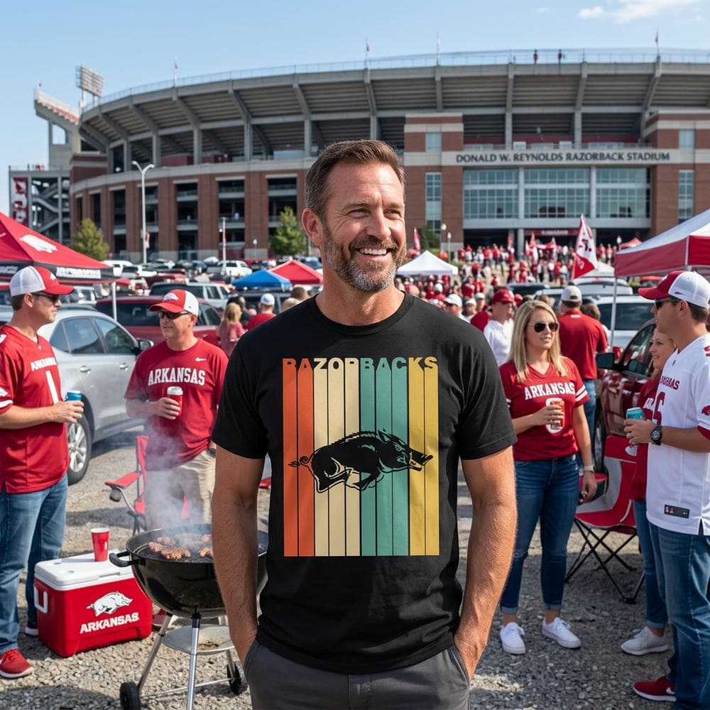 Vintage Style Arkansas Razorbacks T Shirt