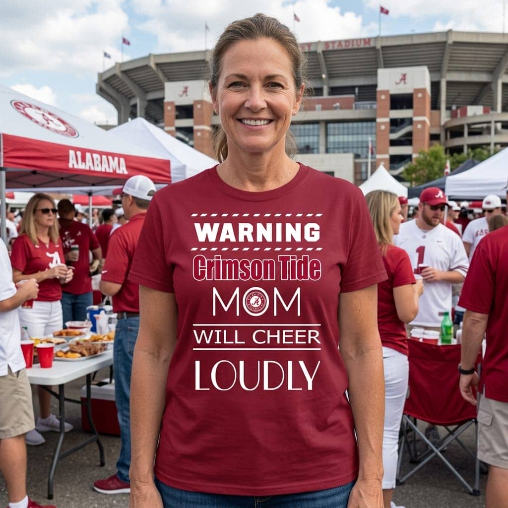 Warning Mom Will Cheer Loudly Alabama Crimson Tide T Shirts