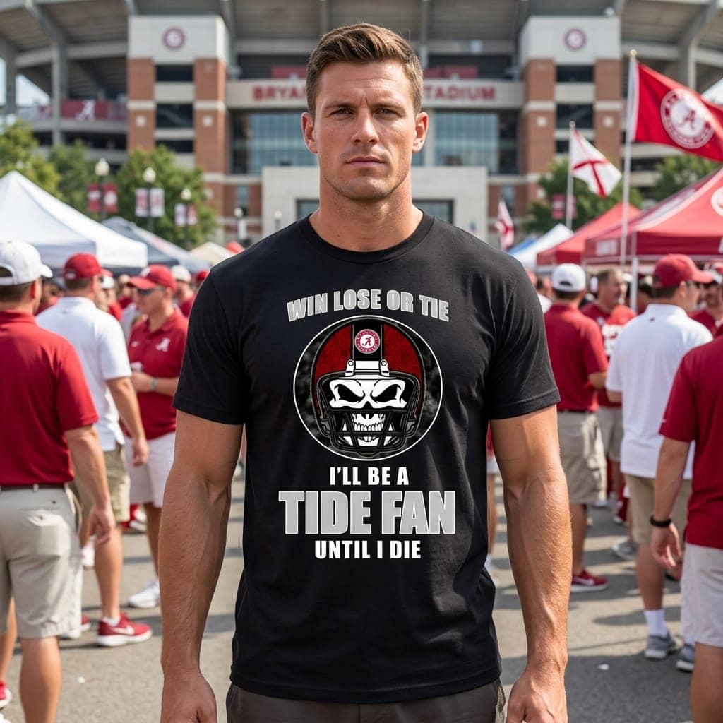 Win Lose Or Tie Until I Die I’ll Be A Fan Alabama Crimson Tide Cardinal T Shirts