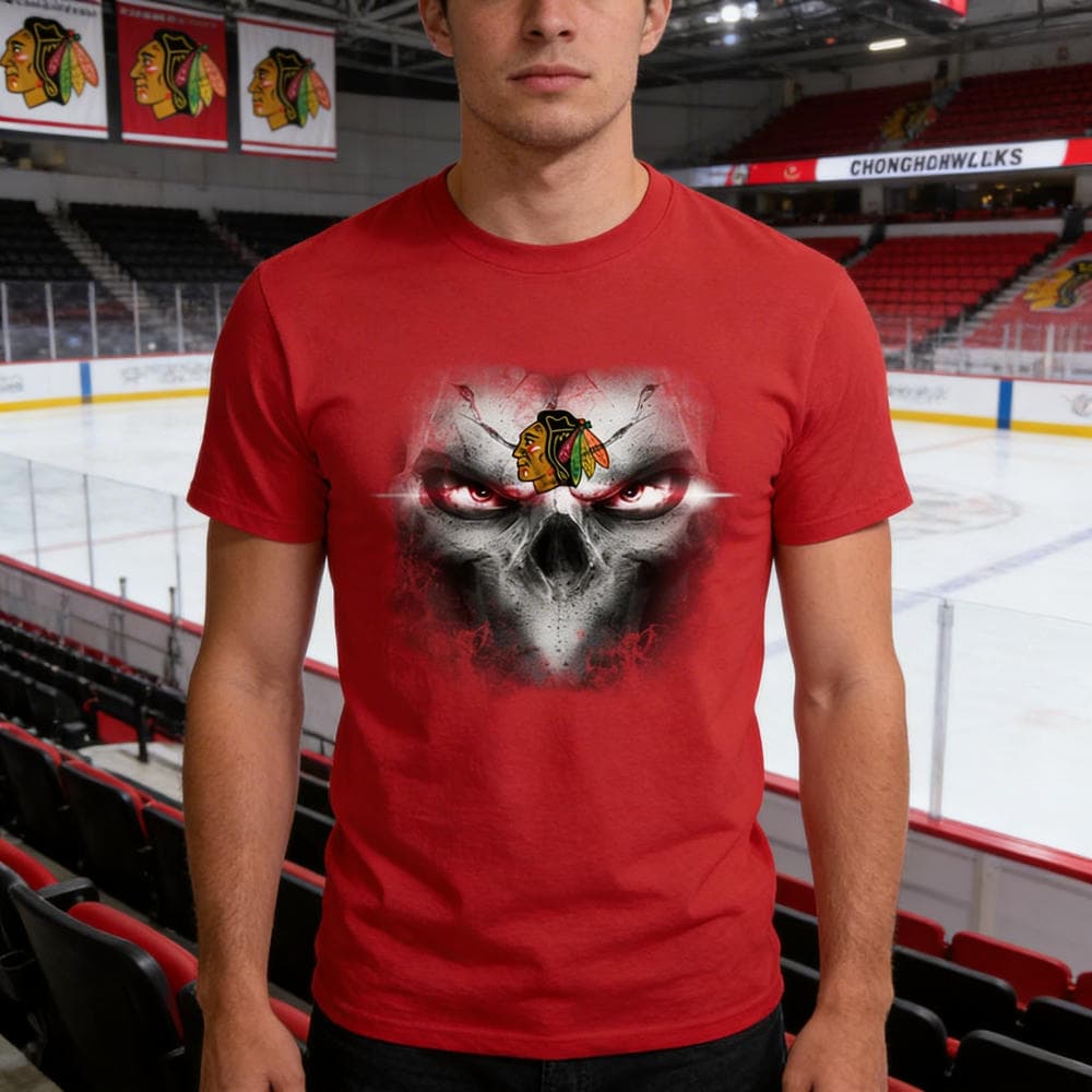 Chicago Blackhawks Skulls Of Fantasy Logo T Shirts
