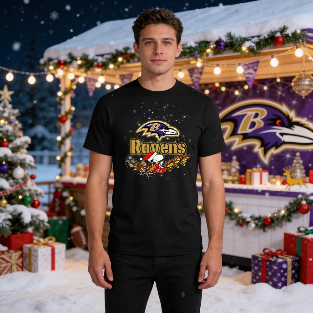 Snoopy Christmas Baltimore Ravens T Shirts