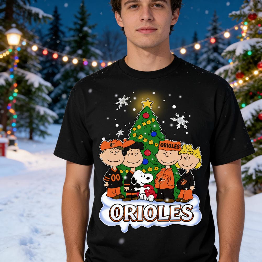 Snoopy The Peanuts Baltimore Orioles Christmas T Shirts