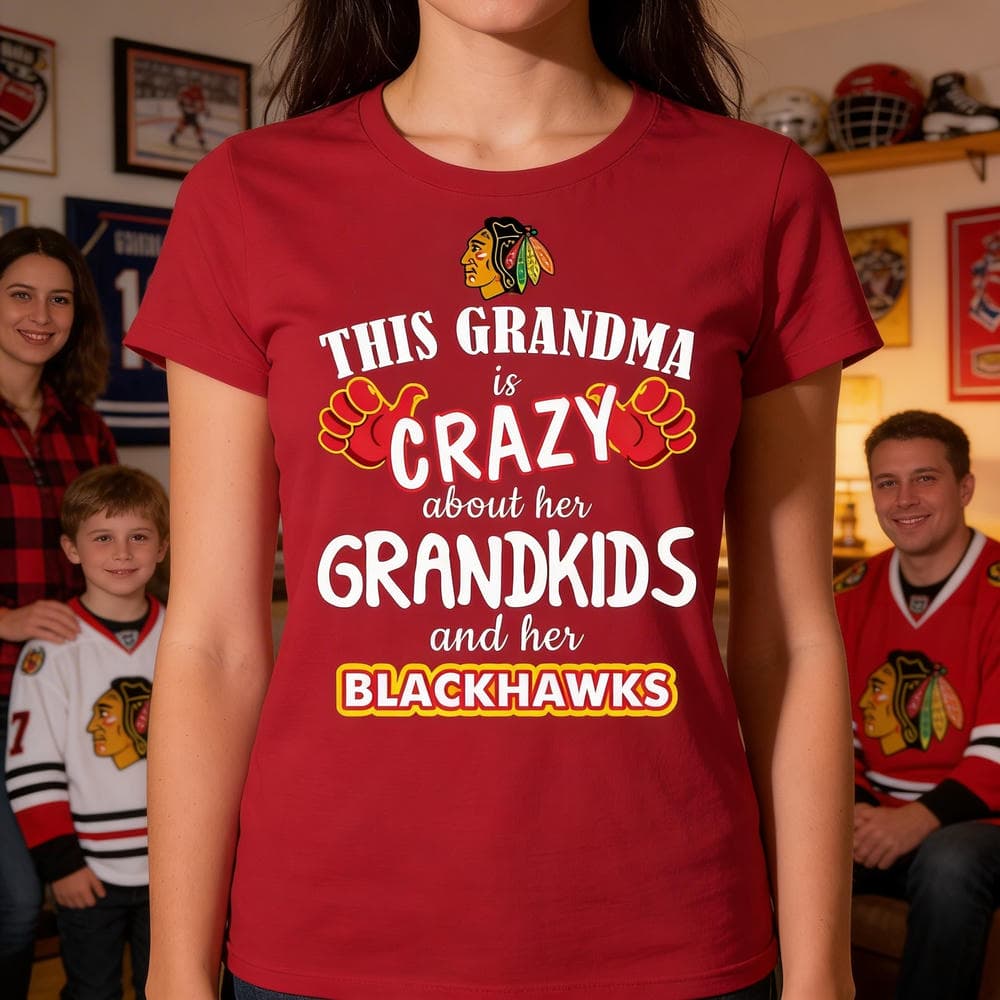This Grandma Is Crazy About Her Grandkids And Her Chicago Blackhawks T Shirts