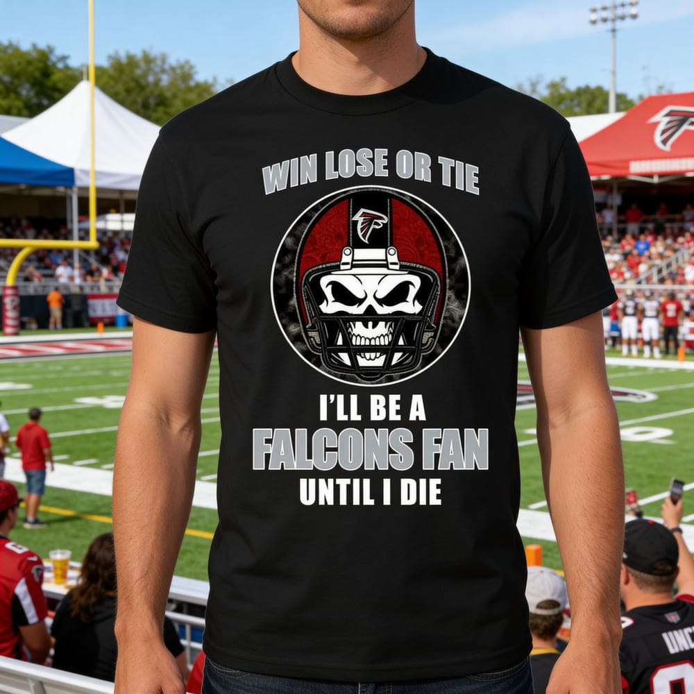 Win Lose Or Tie Until I Die I’ll Be A Fan Atlanta Falcons Cardinal T Shirts