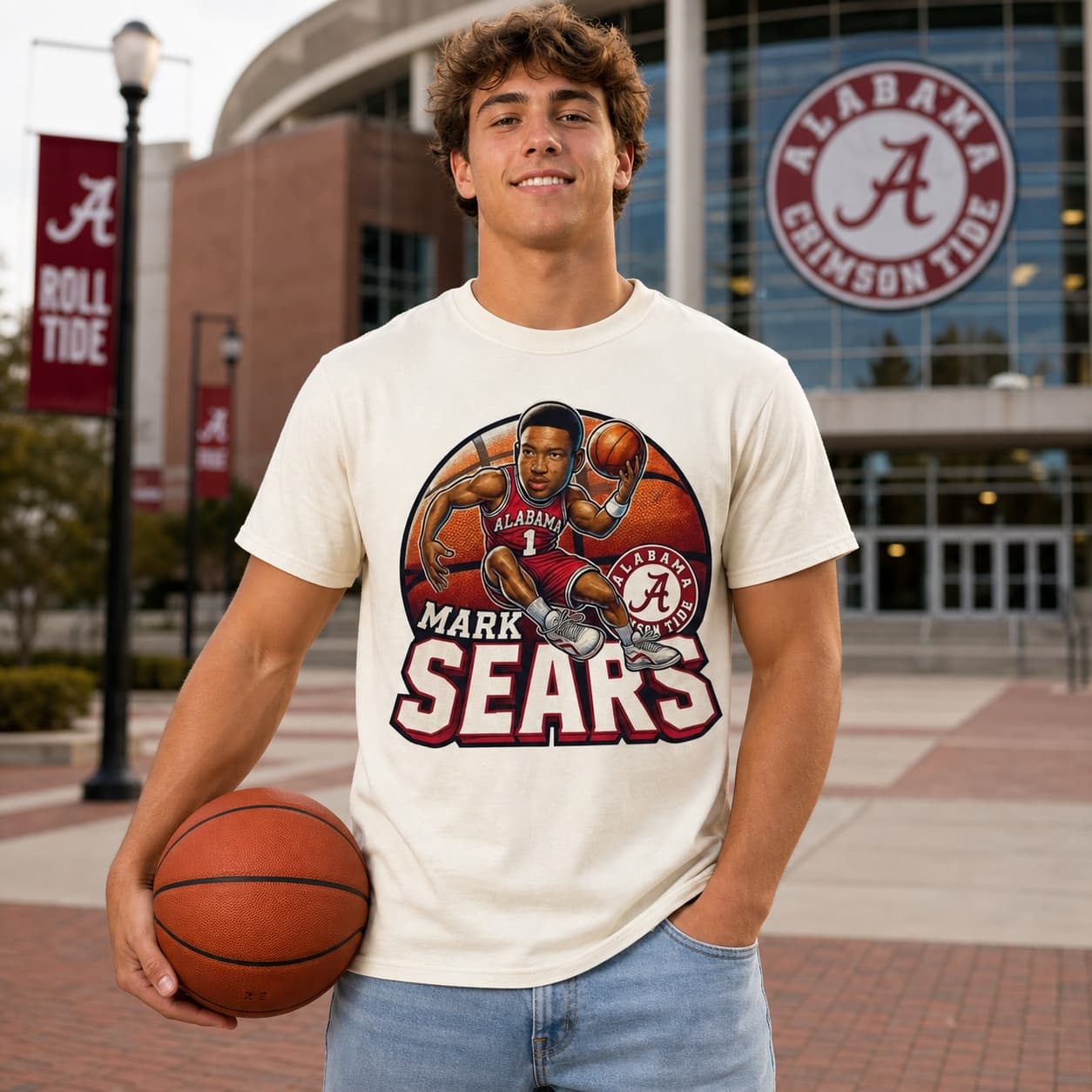 Alabama Crimson Tide Mark Sears Exclusive Retro March Madness Basketball Shirt