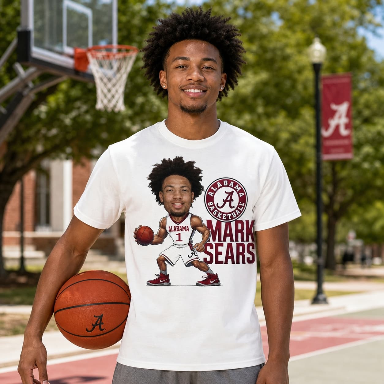 Alabama Crimson Tide PG Mark Sears Exclusive Retro March Madness Basketball Shirt
