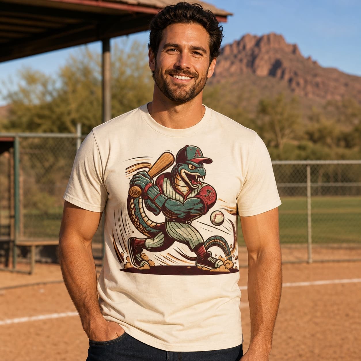 Arizona Diamondbacks Retro Mascot Baseball Artwork Shirt