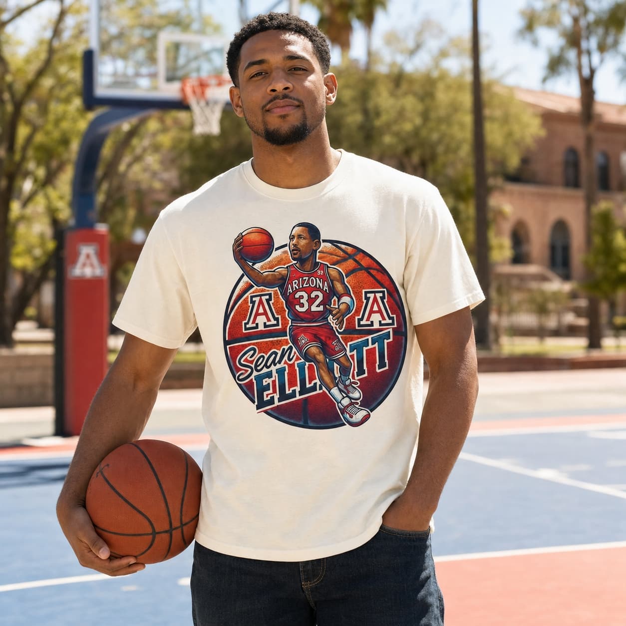 Arizona Wildcats Sean Elliott Exclusive Retro March Madness Basketball Shirt
