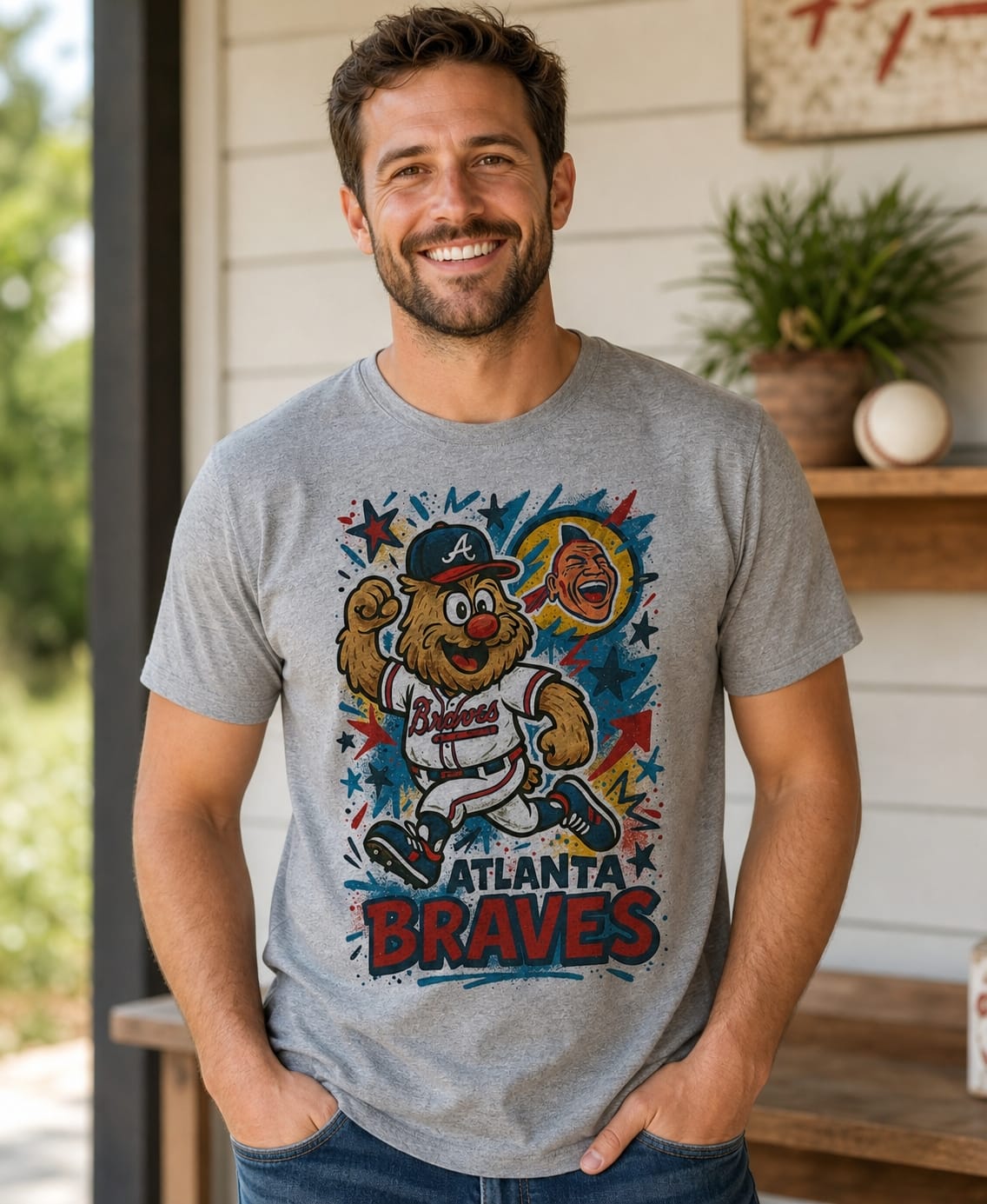 Atlanta Braves Blooper Graffiti Exclusive Retro Baseball Artwork T-Shirt