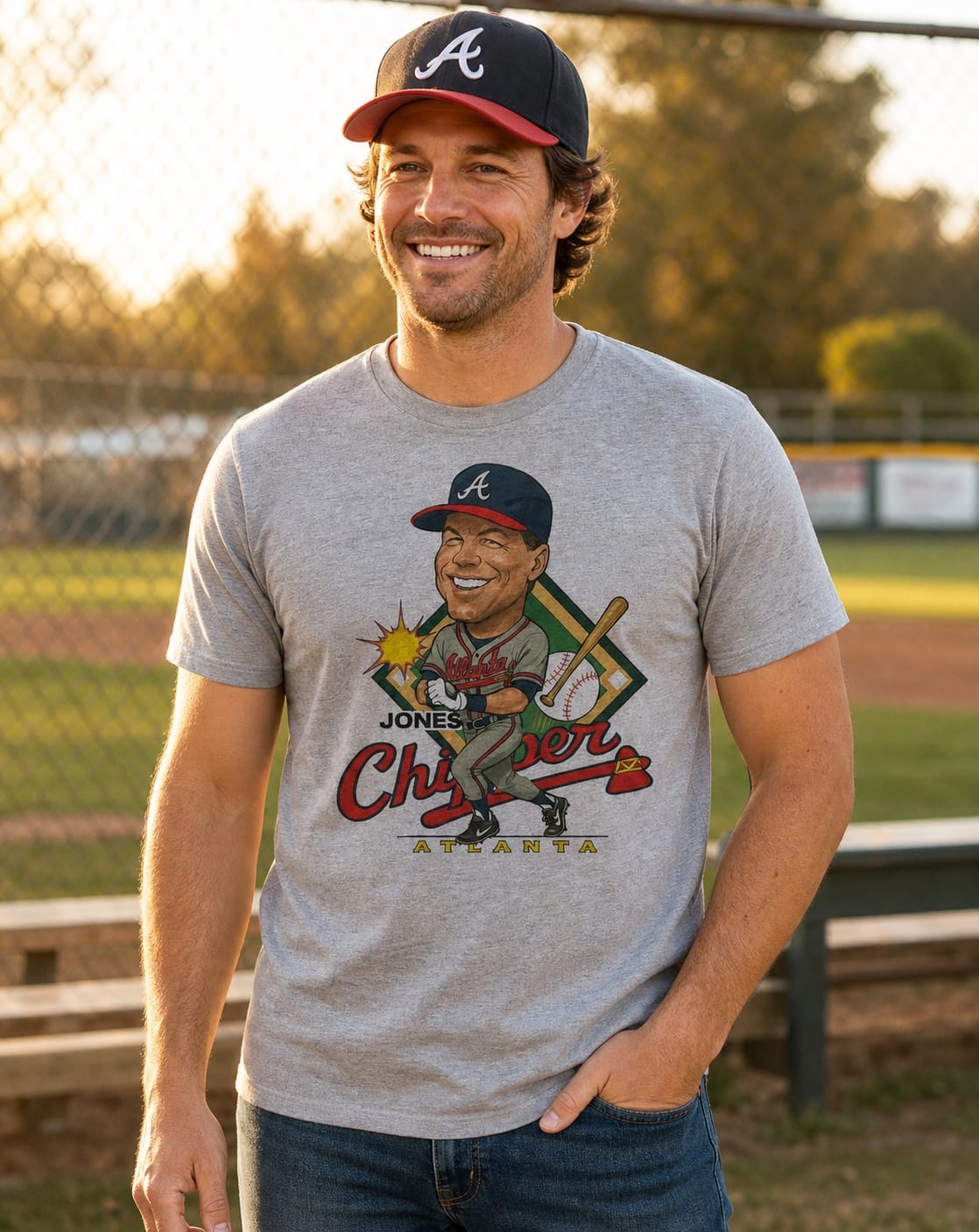 Atlanta Braves Chipper Jones Exclusive Retro Baseball 1997 Artwork T-Shirt