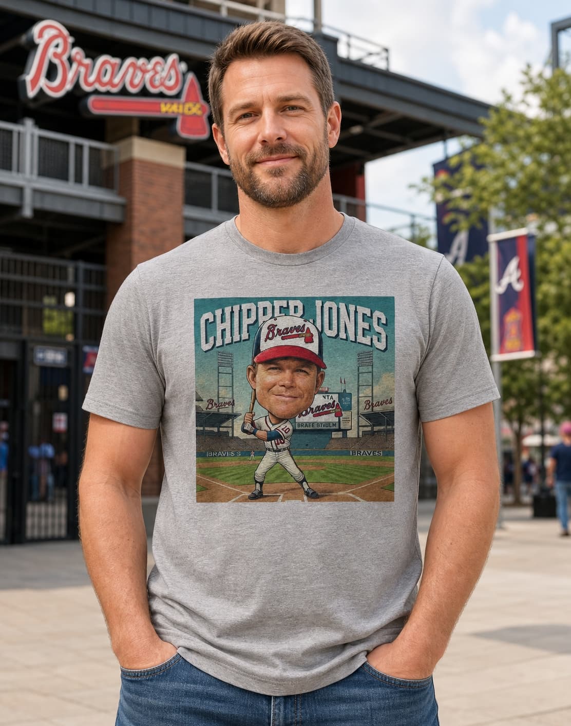 Atlanta Braves Chipper Jones Exclusive Retro Baseball Artwork Shirt