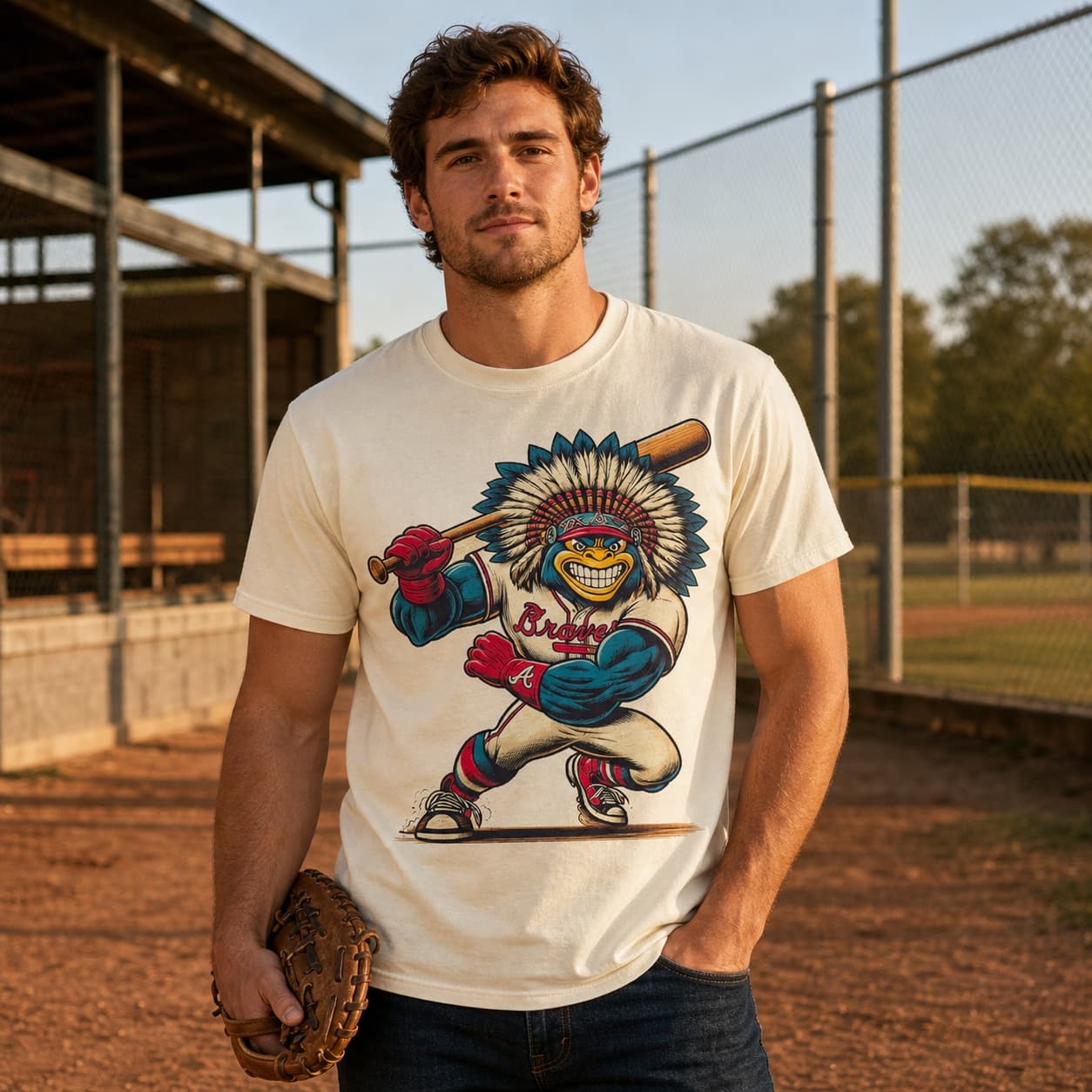 Atlanta Braves Classic Retro Big Smile Mascot Baseball Artwork Shirt