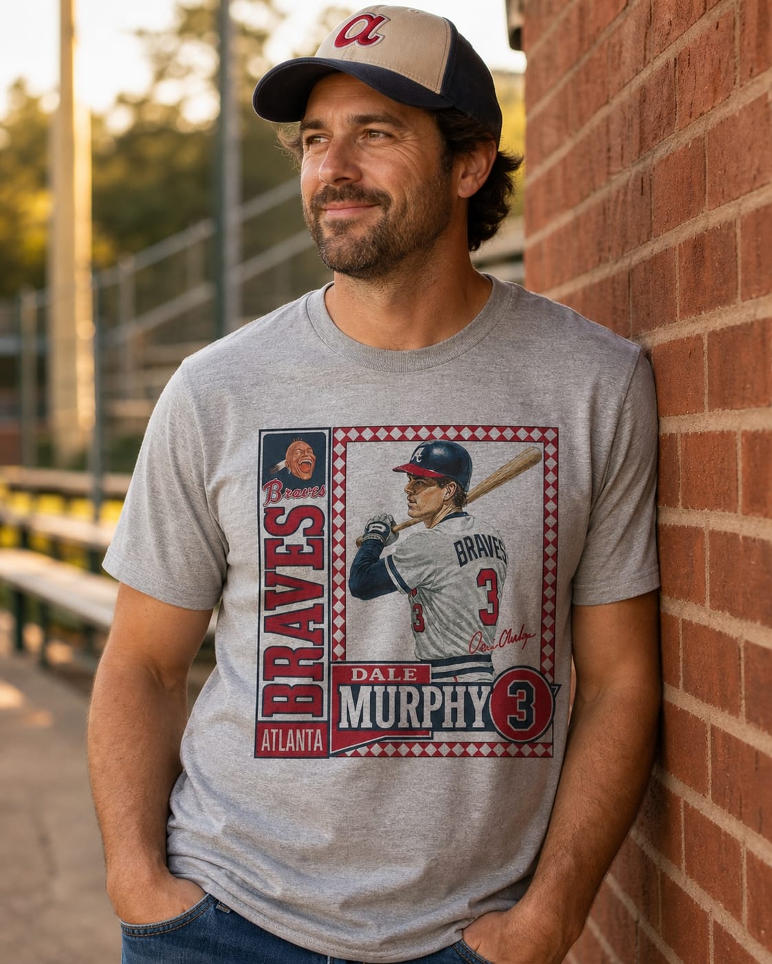 Atlanta Braves Dale Murphy Retro Baseball 1981 Artwork T-Shirt