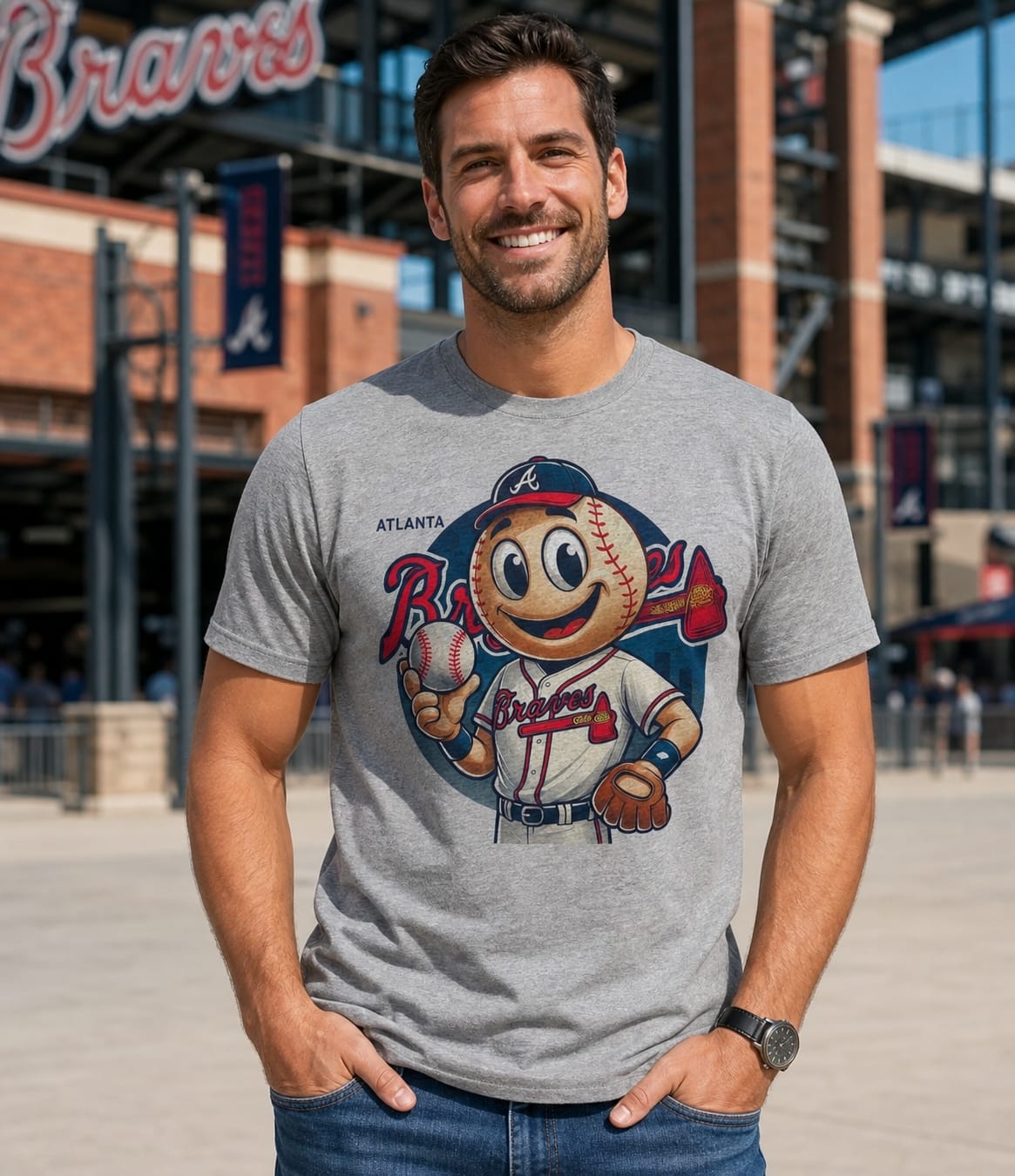 Atlanta Braves Exclusive Retro Baseball Mascot Artwork Shirt
