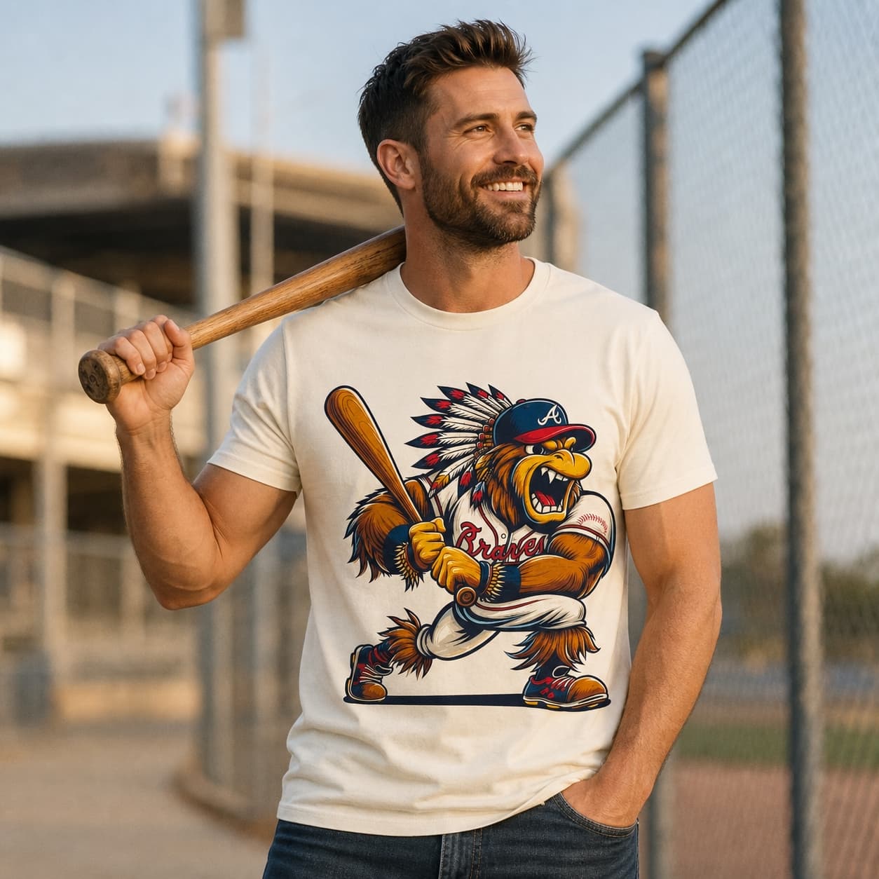 Atlanta Braves Ferocious Retro Mascot Baseball Artwork Shirt