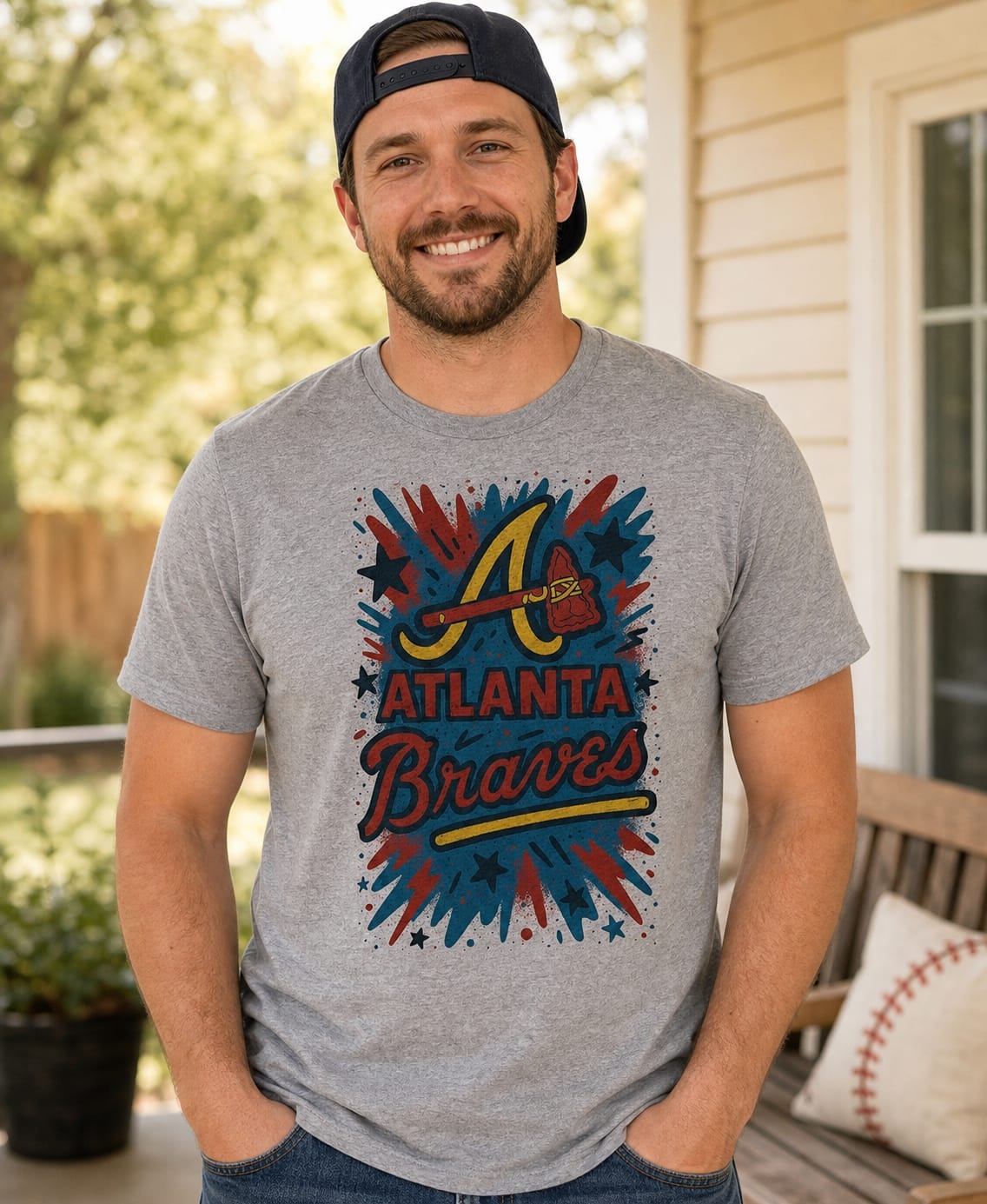 Atlanta Braves Graffiti Exclusive Retro Baseball Artwork T-Shirt