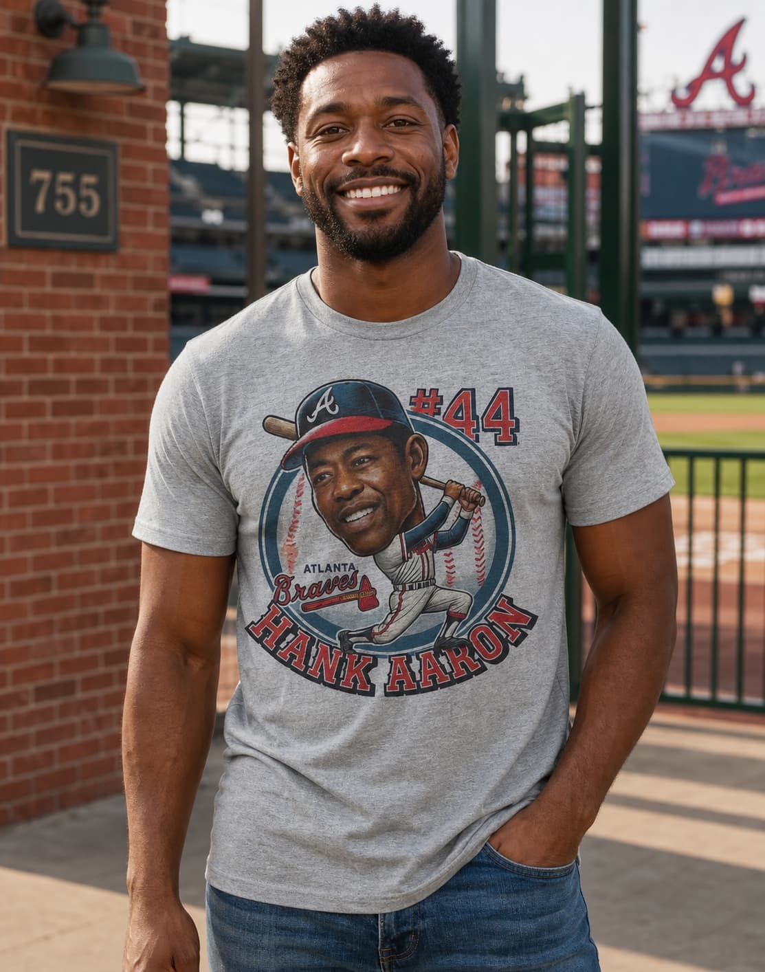 Atlanta Braves Hank Aaron Exclusive Retro Baseball 1955 Artwork Shirt