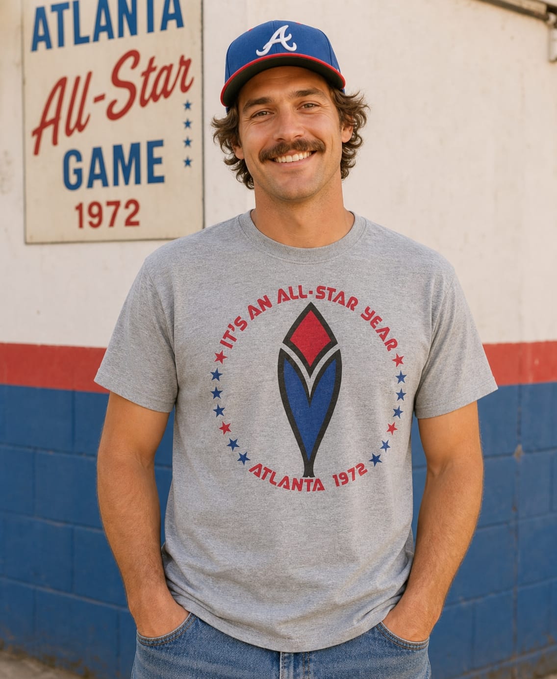 Atlanta Braves Retro All Star Game Baseball 1972 Artwork T-Shirt