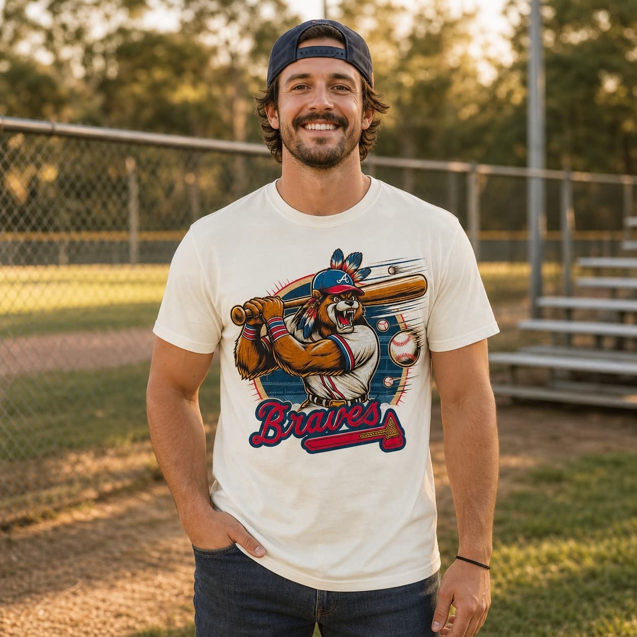 Atlanta Braves Retro Ferocious Mascot Baseball Artwork Shirt