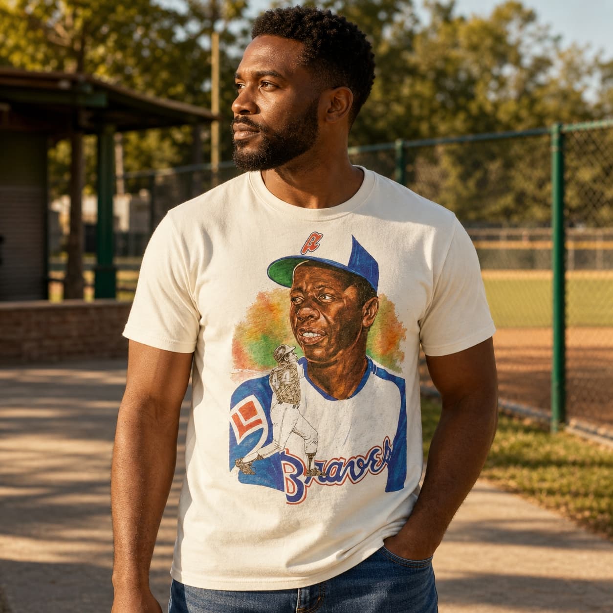 Atlanta Braves Retro Hank Aaron Baseball 1967 Artwork Shirt