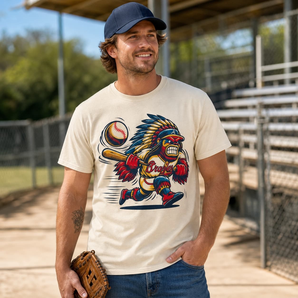 Atlanta Braves Retro Mascot Baseball Artwork Shirt