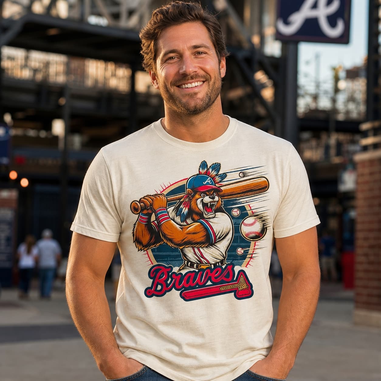 Atlanta Braves Retro Mascot Mania Baseball Artwork Shirt