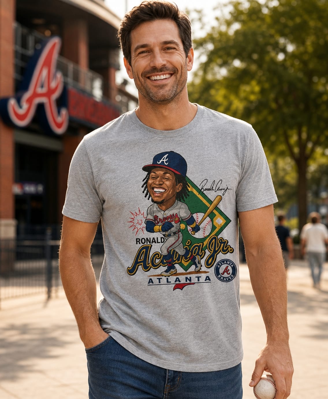 Atlanta Braves Ronald Acuna Jr. Exclusive Retro Baseball 2018 Artwork T-Shirt