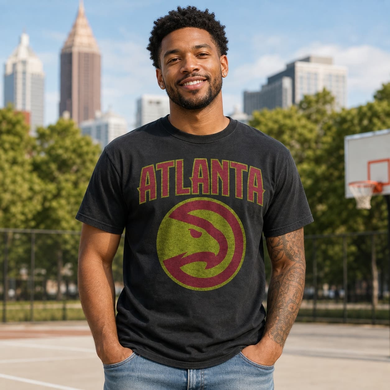 Atlanta Hawks Exclusive Retro Basketball Neon Shirt