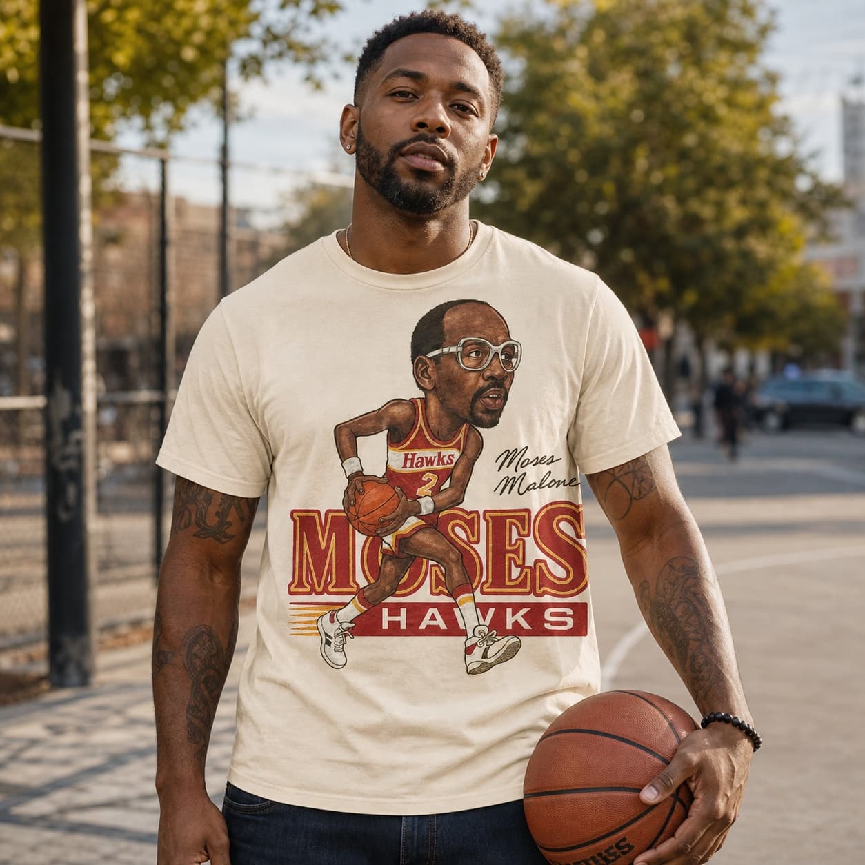 Atlanta Hawks Moses Malone Exclusive Retro Basketball 1988 Shirt