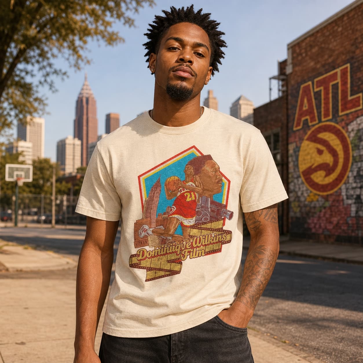 Atlanta Hawks Retro Dominique Human Highlight Film Wilkins Basketball 1985 Shirt