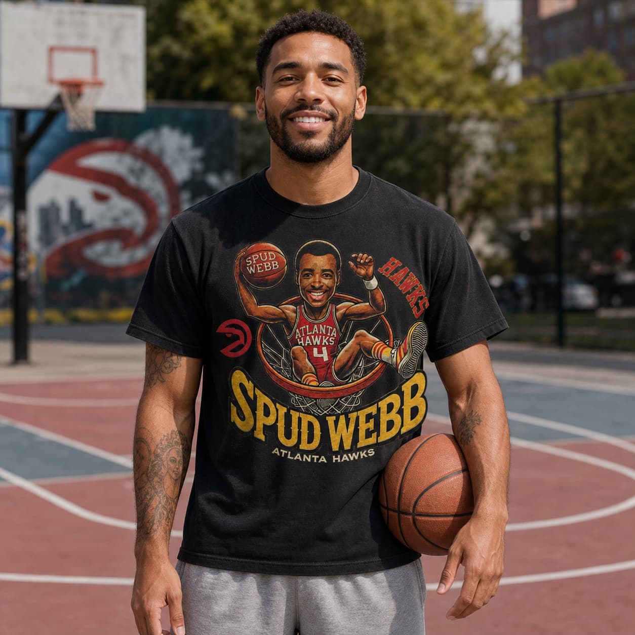 Atlanta Hawks Spud Webb Exclusive Retro Basketball 1986 Shirt