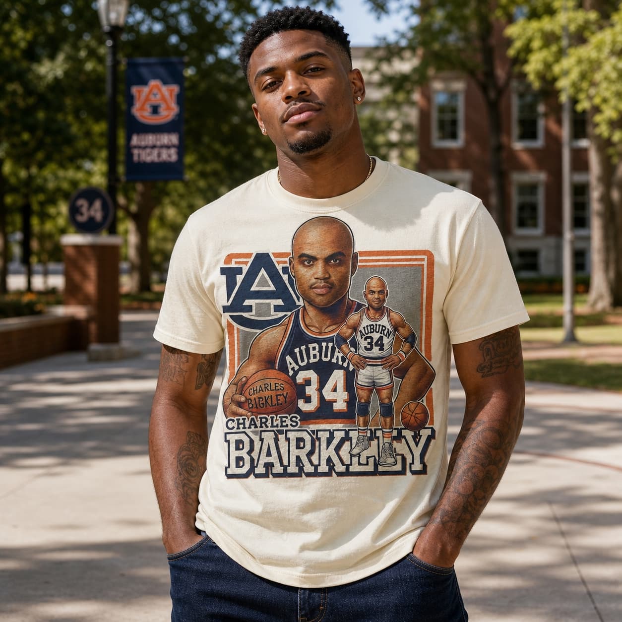 Auburn Tigers Charles Barkley Exclusive Retro Basketball 1983 Shirt