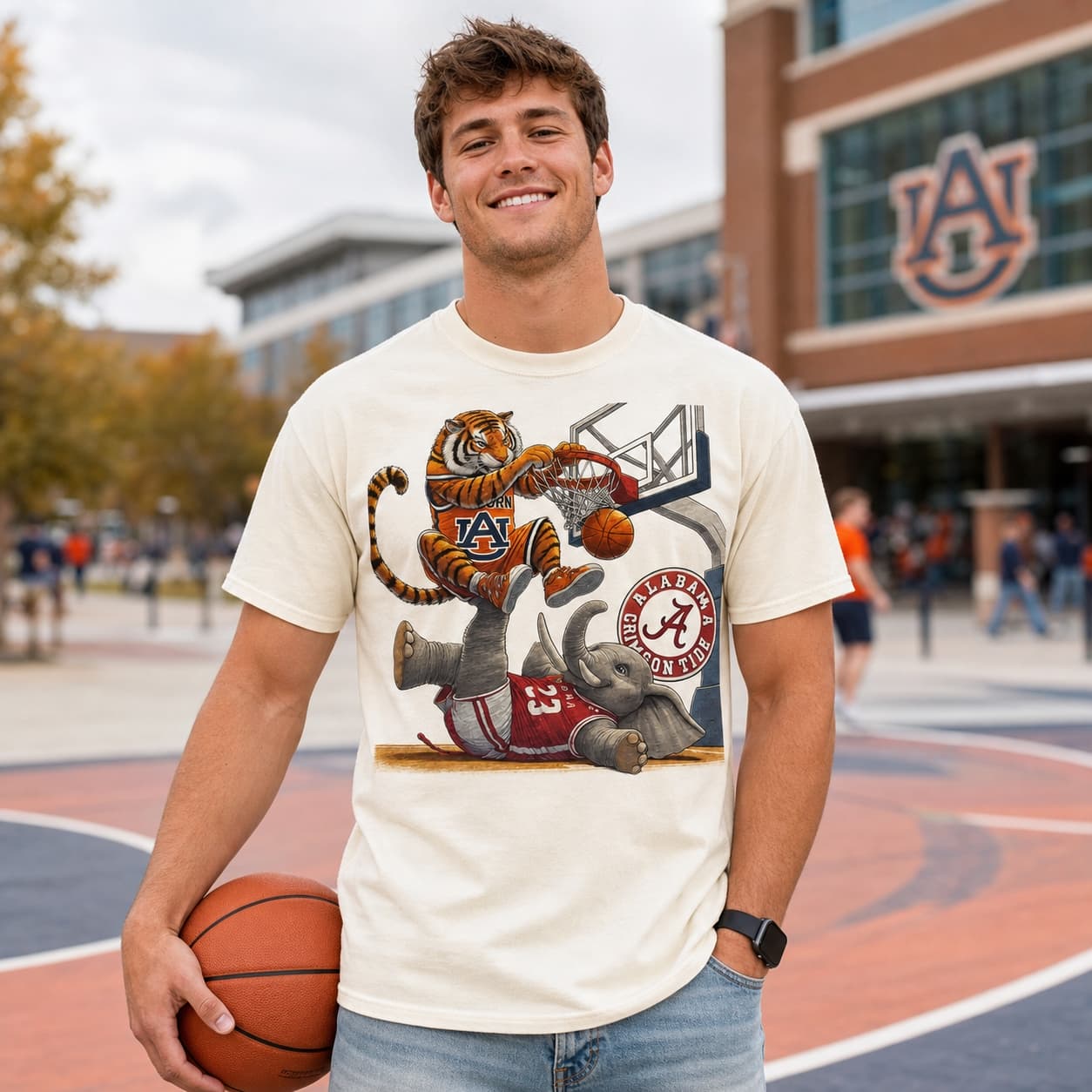 Auburn Tigers vs. Alabama Crimson Tide Exclusive Retro Rivalries Basketball Shirt
