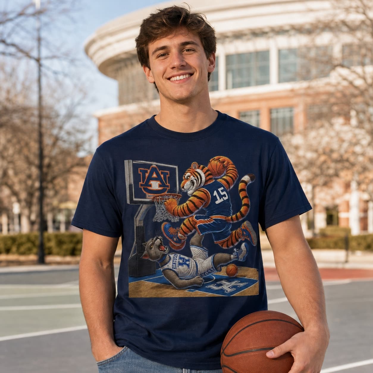 Auburn Tigers vs. Kentucky Wildcats Exclusive Retro Rivalries Basketball Dunk Shirt