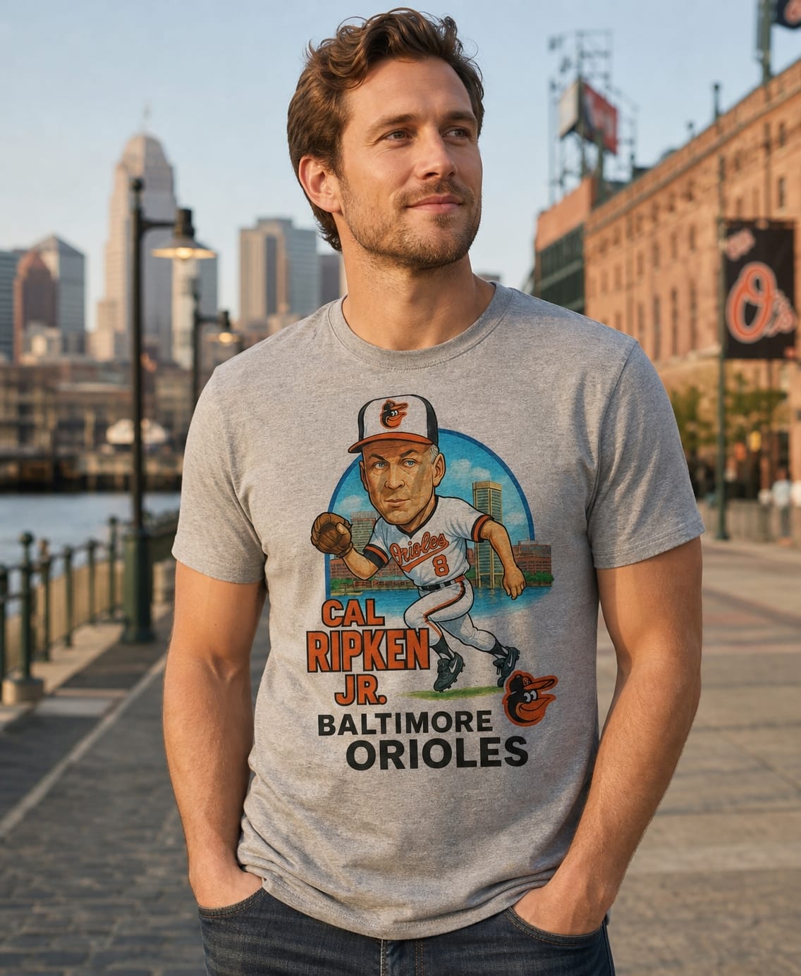 Baltimore Orioles Cal Ripken Jr. Exclusive Retro Baseball City Artwork T-Shirt
