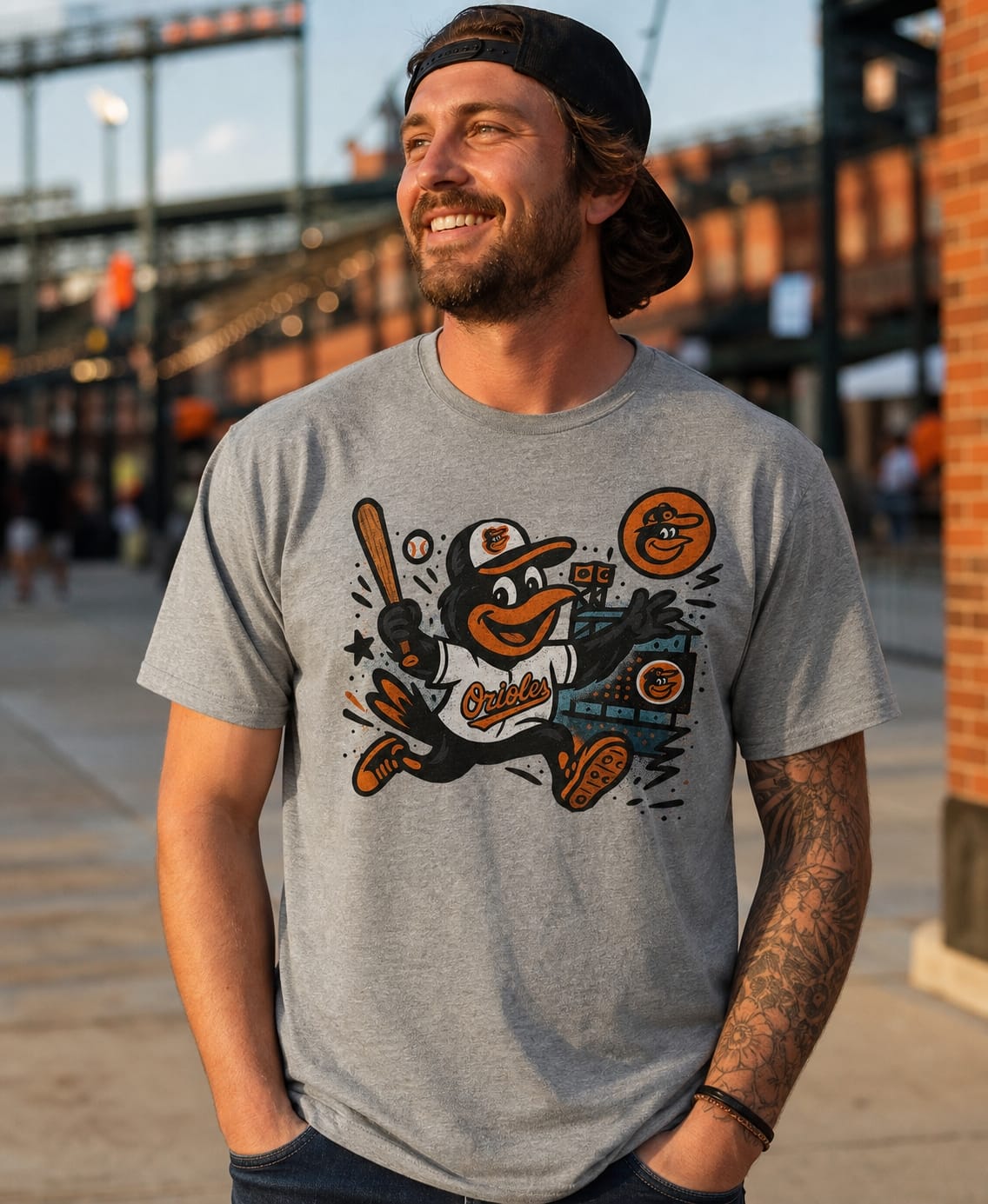 Baltimore Orioles Graffiti Mascot Exclusive Retro Baseball Artwork T-Shirt
