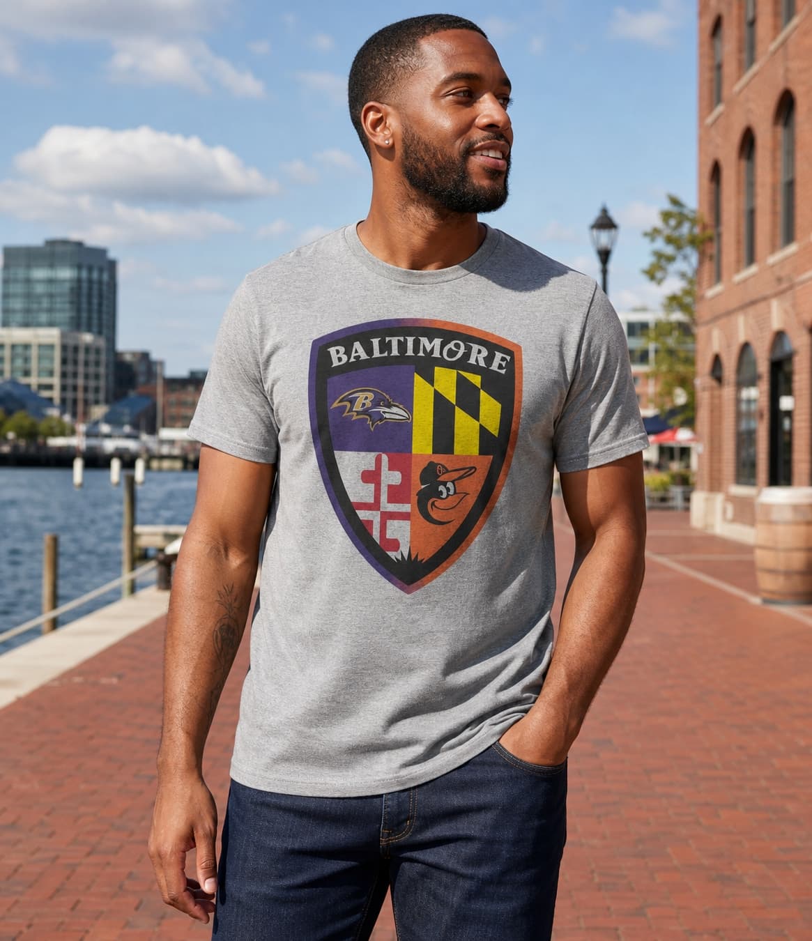 Baltimore Ravens Orioles Retro Football Baseball Mascot Artwork Shirt
