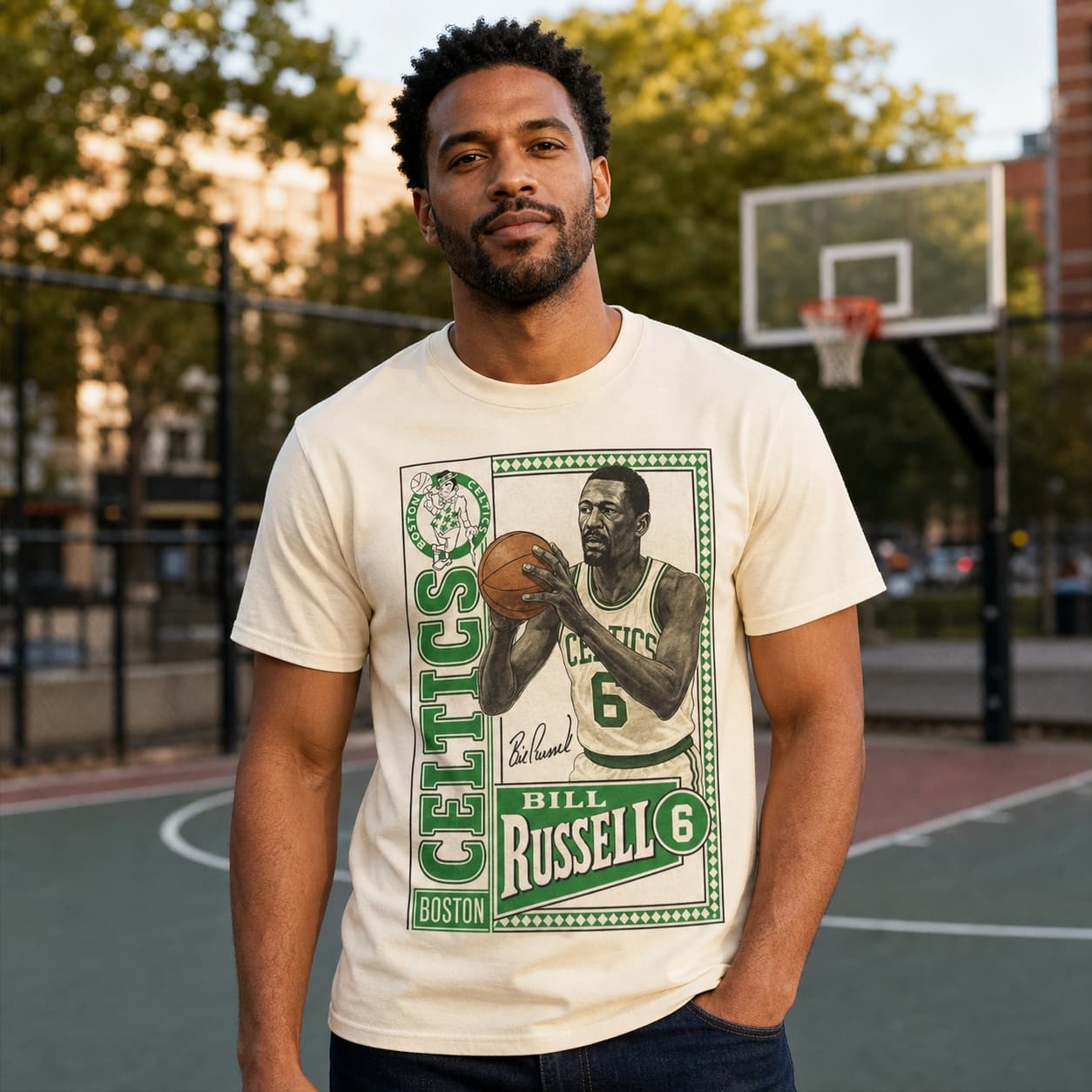 Boston Celtics Bill Russell Exclusive Retro Basketball 1960 Shirt