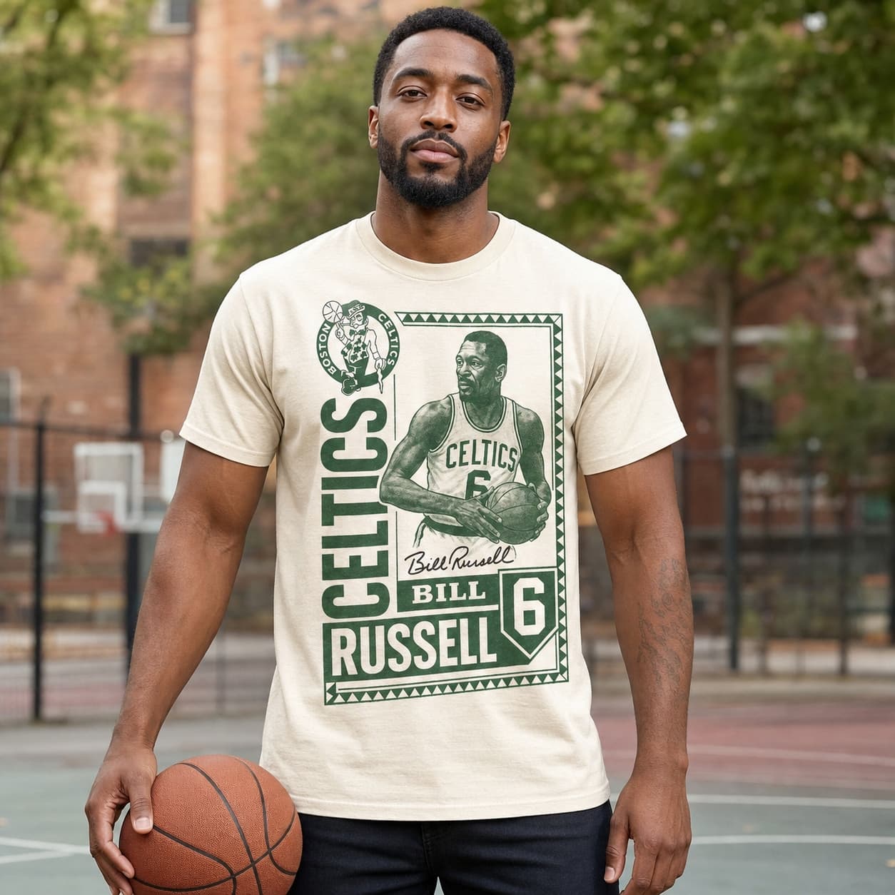 Boston Celtics Bill Russell Exclusive Retro Basketball 1964 Shirt