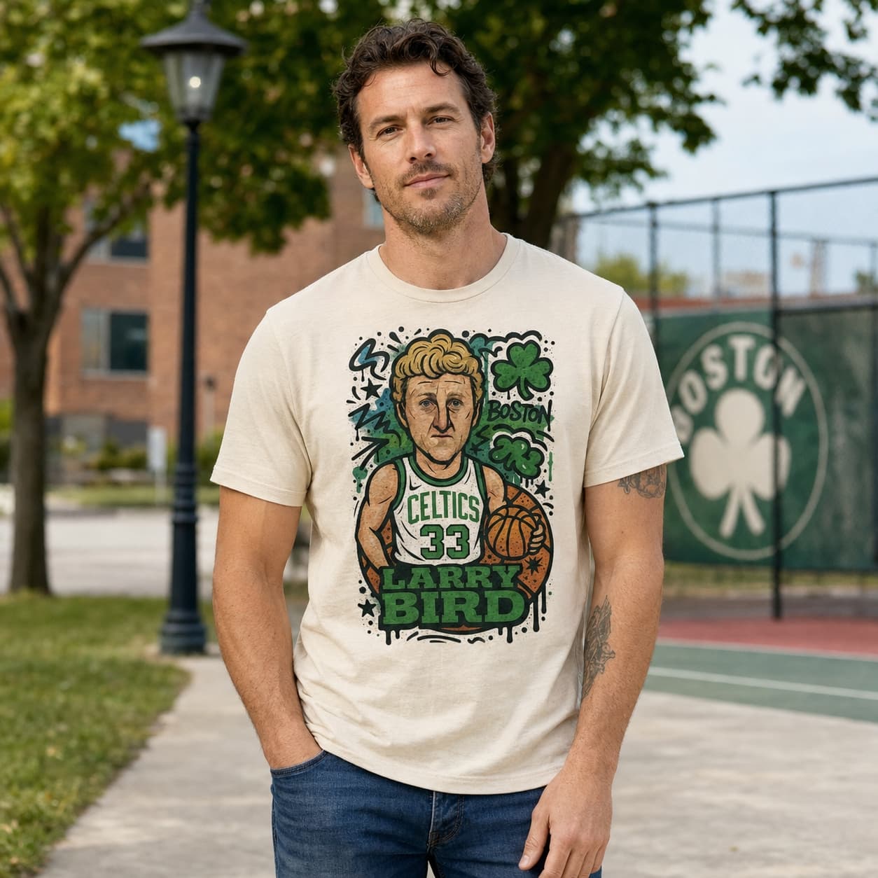 Boston Celtics Larry Bird Exclusive Caricature Basketball Shirt