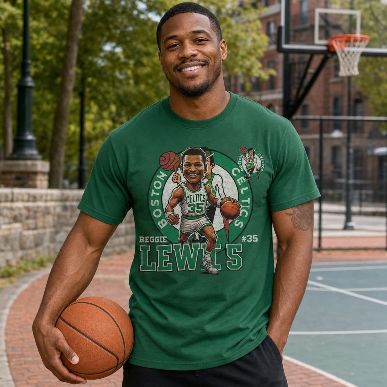 Boston Celtics Reggie Lewis Exclusive Retro Basketball 1989 Shirt